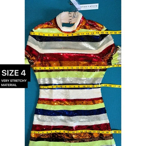 Alice + Olivia Mailynn Sequin Striped Multicolored Mini Dress - Picture 11 of 16